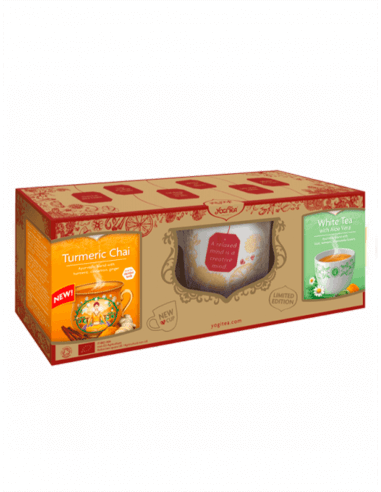 YOGI TEA CHAI CÚRCUMA + TÉ BLANCO CON ALOE VERA + TAZA PACK
