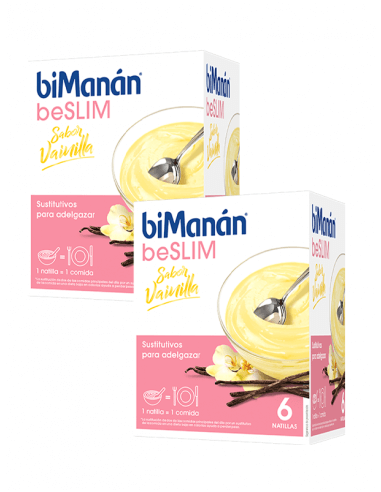 BIMANÁN BESLIM NATILLAS SABOR VAINILLA 2 X 6 SOBRES PACK