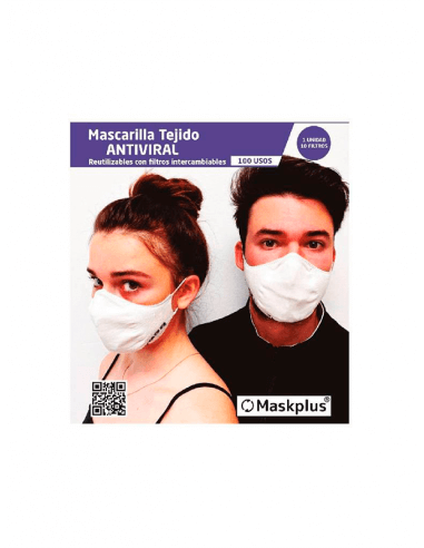 MASKPLUS MASCARILLA ADULTO REUTILIZABLE BLANCA...