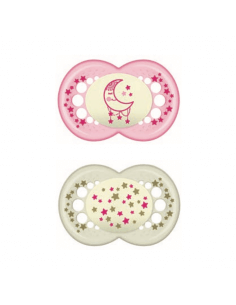 MAM CHUPE SILICONA ORIGINAL NIGHT + 6M 2 UND