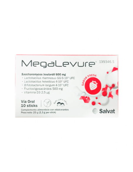 MEGALEVURE 10 STICKS SABOR FRESA