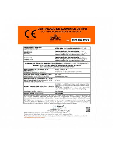 JIADA MASCARILLA FFP2 CERTIFICADA COLOR NEGRO...