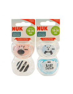 NUK CHUPETE SAFARI SILICONA 18-36 MESES 2 UNIDADES