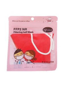 POWCAN MASCARILLA FFP2 INFANTIL COLOR ROJO 1 UNIDAD