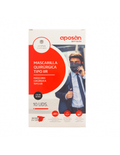 APOSAN MASCARILLA QUIRURGICA IIR 3C NEGRA 10UND