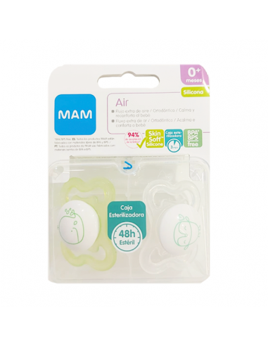 MAM CHUPETE SILICONA AIR 0+ MESES 2 UNIDADES