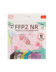 MASCARILLA FFP2 NR ROSA FRESAS INFANTIL 1 UNIDAD