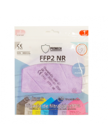 MASCARILLA FFP2 NR LILA ADULTO 1 UNIDAD