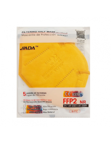 JIADA MASCARILLA FFP2 CERTIFICADA COLOR AMARILLO 1 UNIDAD