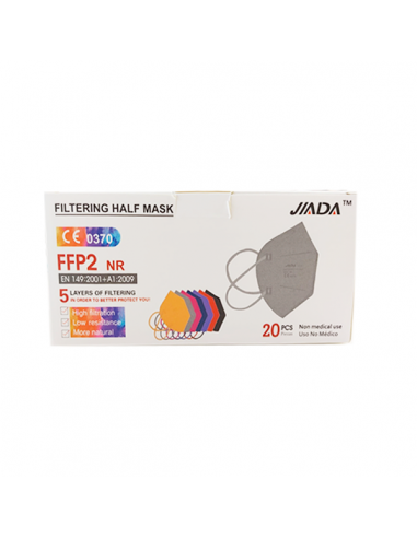 JIADA MASCARILLA FFP2 CERTIFICADA COLOR GRIS 20 UNIDADES