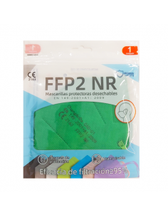 MASCARILLA FFP2 NR VERDE ADULTO 1 UNIDAD