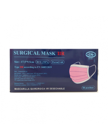 MASCARILLA QUIRÚRGICA COLOR ROSA 50 UNIDADES