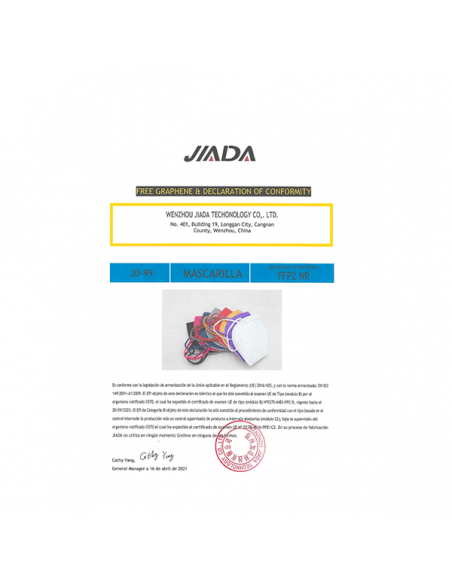 JIADA MASCARILLA FFP2 CERTIFICADA COLOR BLANCO 5 UNIDADES