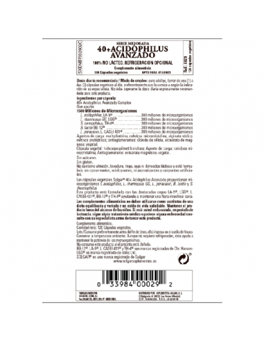 SOLGAR 40 PLUS ACIDOPHILUS AVANZADO 120 CAPS