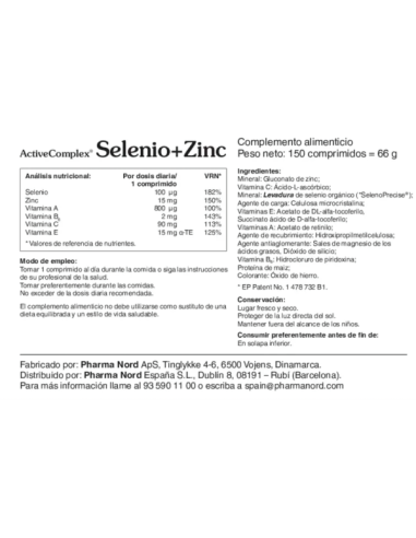 PHARMA NORD ACTIVECOMPLEX SELENIO + ZINC 60 COMPRIMIDOS