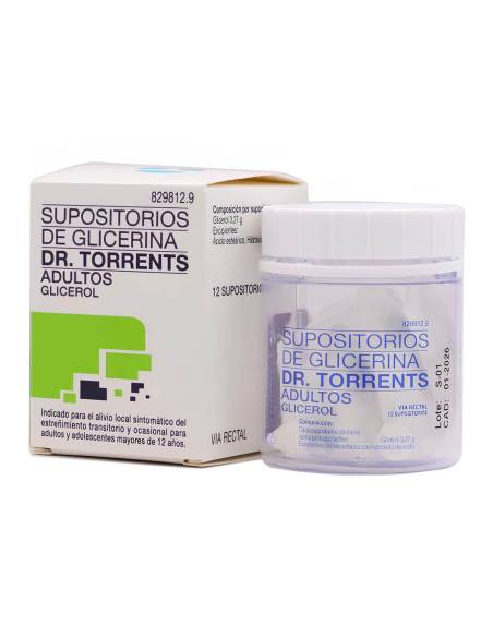 SUPOSITORIOS GLICERINA DR TORRENTS ADULTOS 3.27 12 UNIDADES