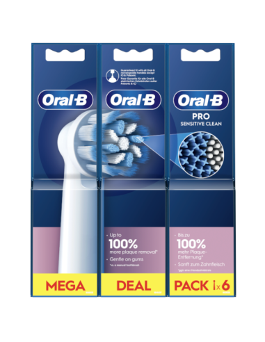 ORAL-B CEPILLO DENTAL ELECTRICO RECAMBIO SENSITIVE CLEAN 6 UND