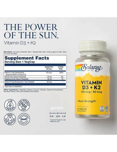SOLARAY VITAMIN D3 + K2 60 CÁPSULAS